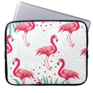Tropische flamingo en bladeren, zomerpatroon. laptop sleeve