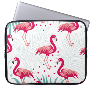 Tropische flamingo en bladeren, zomerpatroon. laptop sleeve