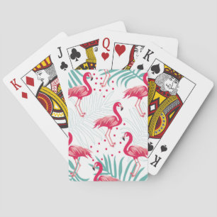 Tropische flamingo en bladeren, zomerpatroon. pokerkaarten