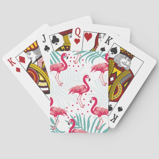 Tropische flamingo en bladeren, zomerpatroon. pokerkaarten (Achterkant)