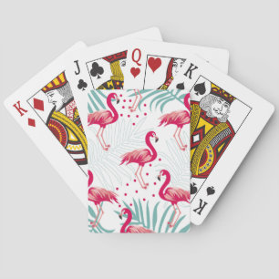 Tropische flamingo en bladeren, zomerpatroon. pokerkaarten