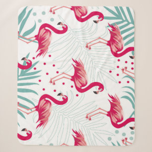 Tropische flamingo en bladeren, zomerpatroon. sherpa deken