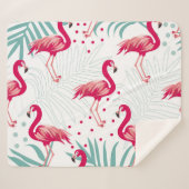 Tropische flamingo en bladeren, zomerpatroon. sherpa deken (Voorkant (horizontaal))