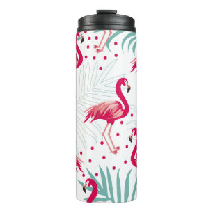 Tropische flamingo en bladeren, zomerpatroon. thermosbeker