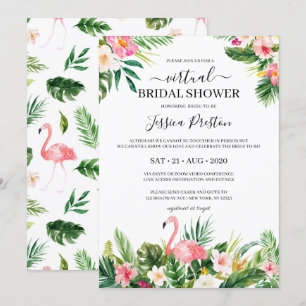 Tropische Flamingo en Floral Virtual Vrijgezellenf Kaart