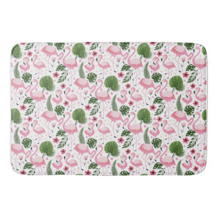 Tropische flamingo en palmbladeren patroon badmat