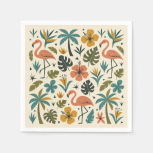 Tropische flamingo en palmboom patroon servet
