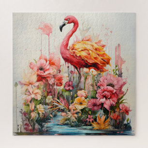 Tropische Flamingo Fantasie Paradijs Bloom Legpuzzel