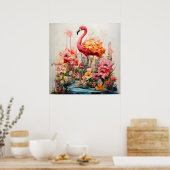 Tropische Flamingo Fantasie Paradijs Bloom Poster (Keuken)