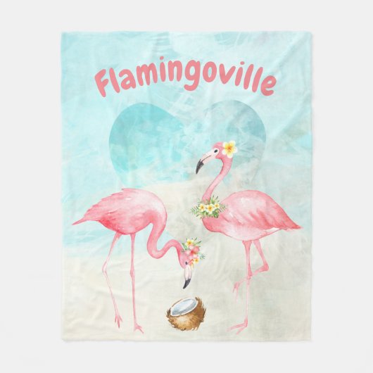Tropische Flamingo Fleece Blanket (Voorkant)