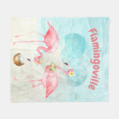 Tropische Flamingo Fleece Blanket (Voorkant (Horizontaal))