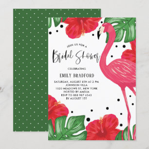 Tropische Flamingo Floral Bridal Shower Uitnodigin Kaart