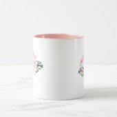 Tropische Flamingo Floral Monogram Coffee Mok (Midden)