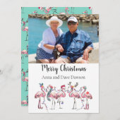 Tropische Flamingo Foto Kerstkaart (Voorkant / Achterkant)