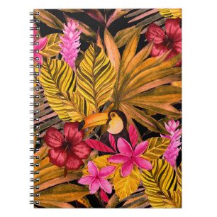 Tropische Flamingo: Hibiscus zomerpatroon Notitieboek
