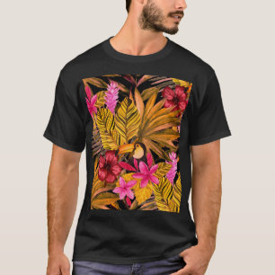 Tropische Flamingo: Hibiscus zomerpatroon T-shirt