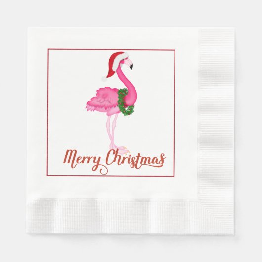 Tropische Flamingo Kerst Papier servetten (Voorkant)