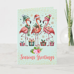 Tropische Flamingo Kerstkaart Feestdagen Kaart
