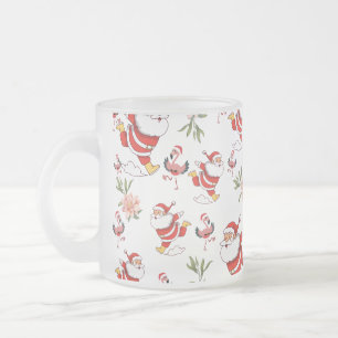 Tropische Flamingo Kerstman Kerstpatroon groen Matglas Koffiemok