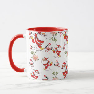 Tropische Flamingo Kerstman Kerstpatroon Mok