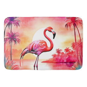Tropische flamingo kunst badmat
