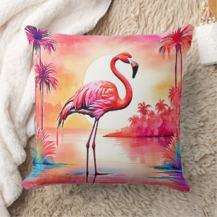Tropische flamingo kunst kussen