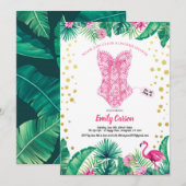 Tropische flamingo lingerie douche bruidsfeest kaart (Voorkant / Achterkant)