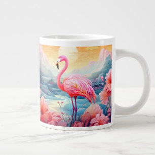 Tropische Flamingo met Bloemen Extra Grote Beker