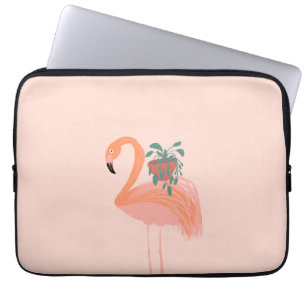 Tropische Flamingo met Pothos Kamerplant Hand Gete Laptop Sleeve