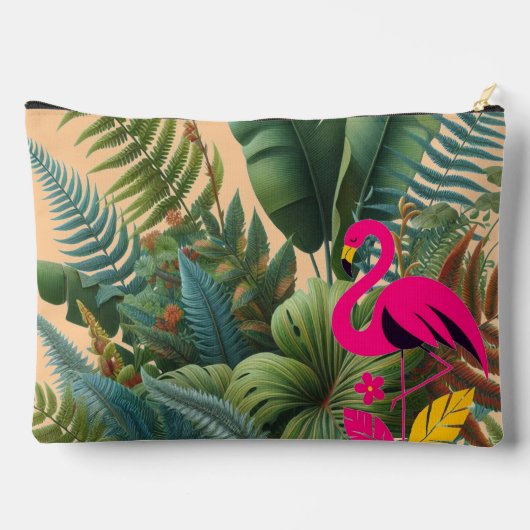Tropische Flamingo Moody Greenery Accessoirezak Etui (Achterkant)
