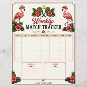 Tropische Flamingo Padel Wedstrijd Tracker Flyer
