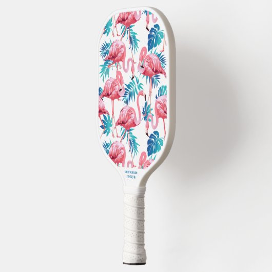 Tropische Flamingo Palm Print Custom Name Phone # Pickleball Paddle (Links)