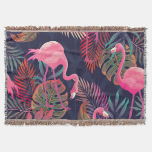Tropische flamingo: palmpatroon. deken