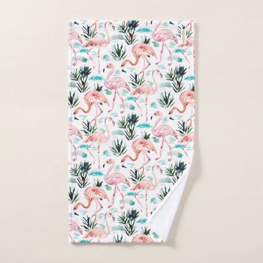 TROPISCHE Flamingo Palms Scallop BARBARIAN® Bad Handdoek (Handdoek)