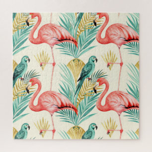 Tropische Flamingo Papegaai Jungle Legpuzzel