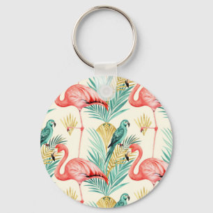Tropische Flamingo Papegaai Jungle Sleutelhanger