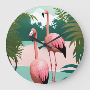 Tropische Flamingo Paradise Grote Klok