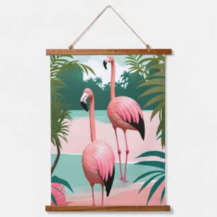 Tropische Flamingo Paradise Hangend Wandkleed