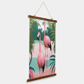 Tropische Flamingo Paradise Hangend Wandkleed (Gebogen)