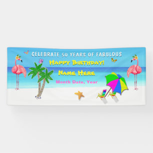 Tropische Flamingo Party 50 en Fabulous Banner