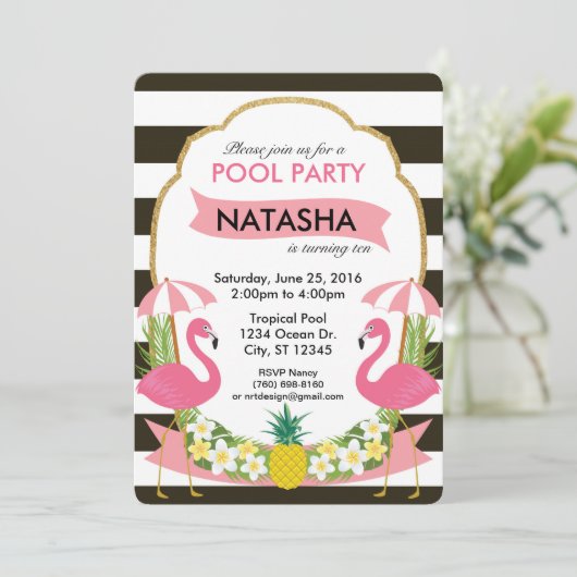 Tropische Flamingo Party Uitnodiging (5x7) (Staand voorkant)