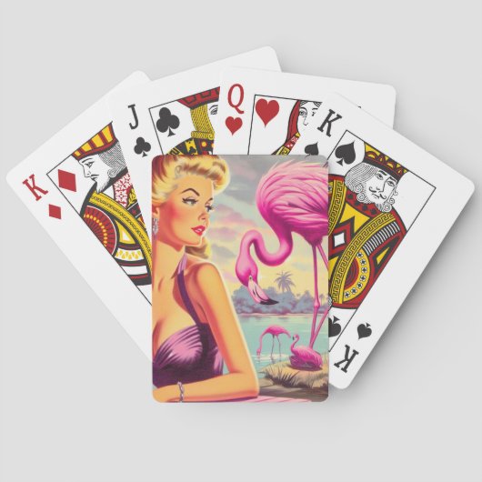 Tropische Flamingo Pin-up Pokerkaarten (Achterkant)