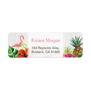 Tropische Flamingo Pineapple Floral RSVP Etiket