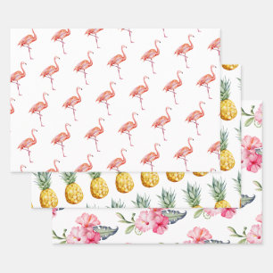Tropische Flamingo Pineapple Summer Cute Inpakpapier Vel