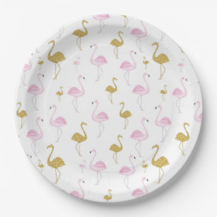 Tropische Flamingo Pink & Gold Paper Borden Papieren Bordje