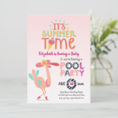 Tropische Flamingo POOL Partij Roze Blauw Quirky F Kaart (Staand voorkant)