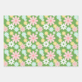 Tropische Flamingo Retro Daisy Flower Stripes Wrap Inpakpapier Vel (Voorkant 3)