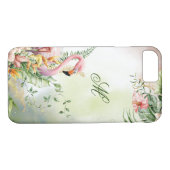Tropische Flamingo Roze Bloemen Waterverf Monogram Case-Mate iPhone Case (Achterkant (Horizontaal))