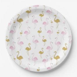 Tropische Flamingo Roze & Gouden Papier Borden Papieren Bordje