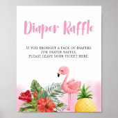 Tropische Flamingo Roze Luier Raffle Teken Poster (Voorkant)